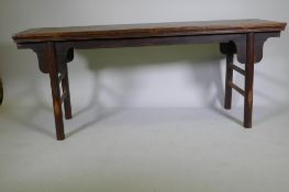 An oriental elm altar table, 170 x 45cm, 70cm high