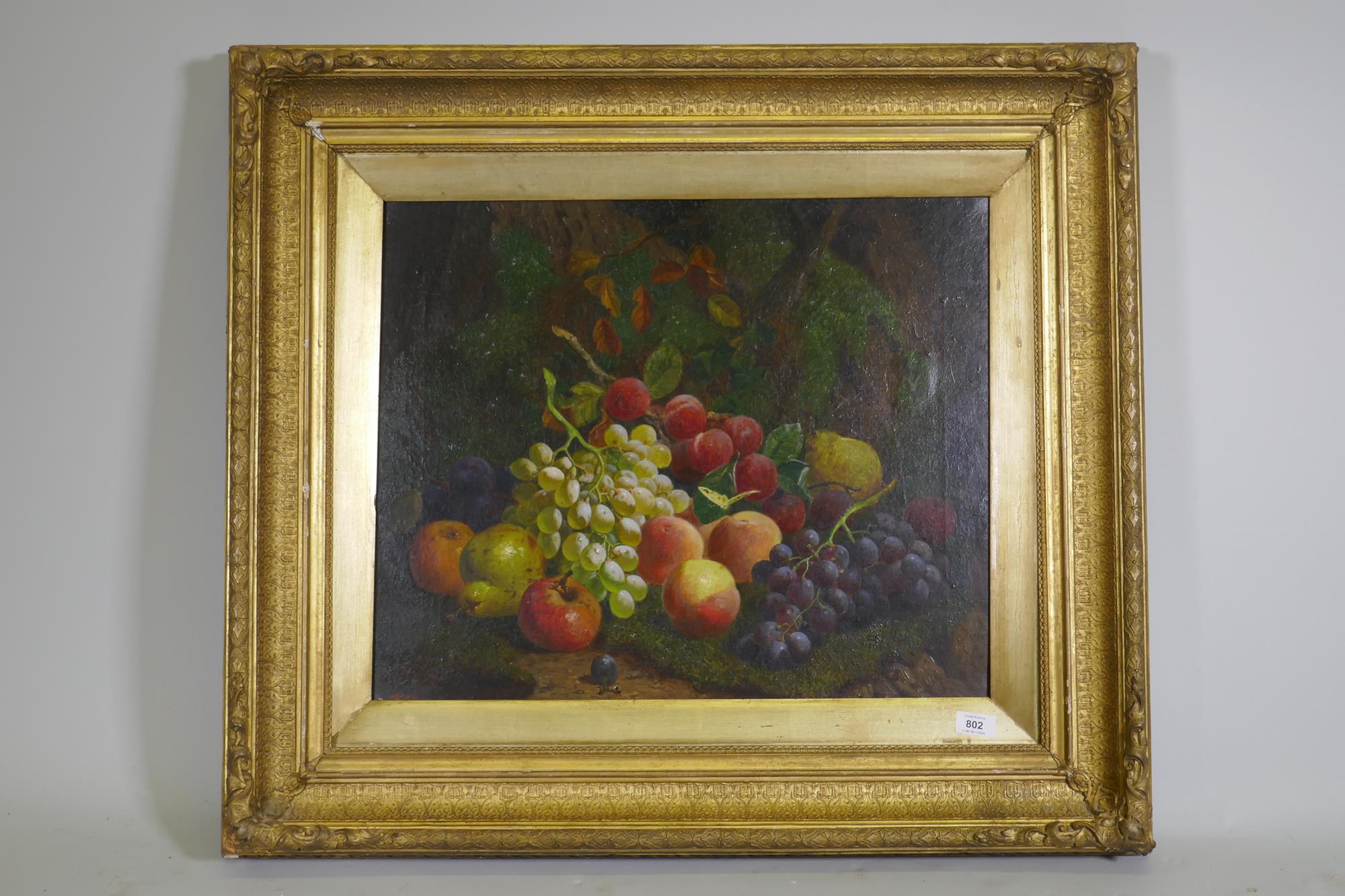 Still life, fruit, indistinct monogram and date 1871, TB (Thomas Bates?), C19th oil on canvas, 61 - Image 2 of 6