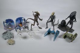 A quantity of Sci-Fi movie toys to include Aliens and Star Wars