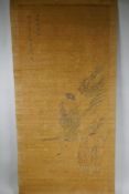 An early C20th Chinese watercolour scroll depicting sages in a landscape, 42 x 90cm
