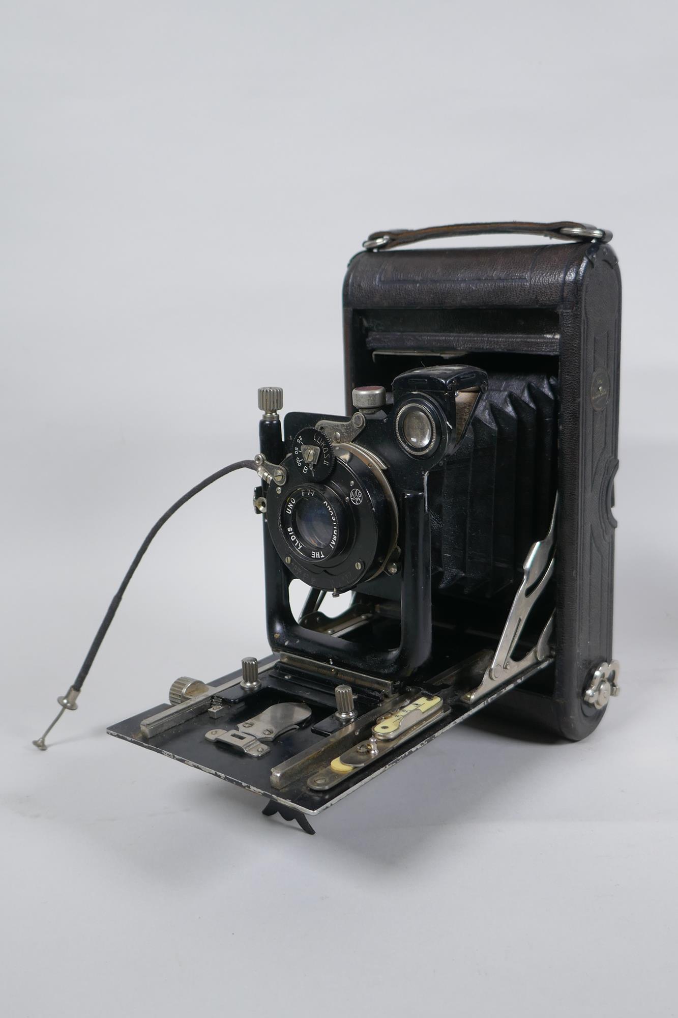 Three early C20th medium and large format cameras including a Kodak No.3A Autographic, a Houghton - Image 5 of 7