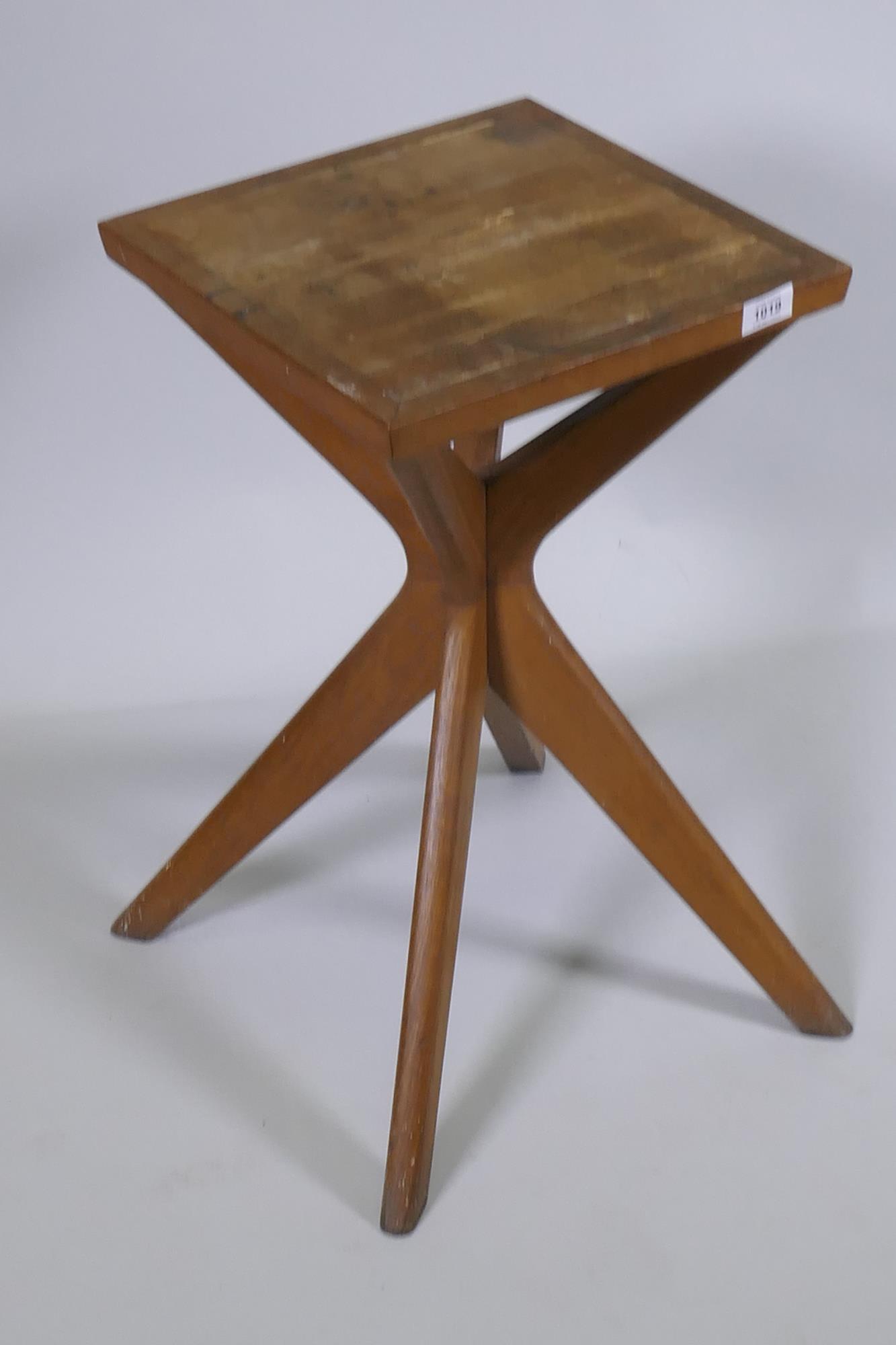 An early / mid C20th oak occasional table, 34 x 34cm, 59cm high - Image 2 of 2