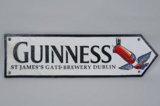 A painted cast iron 'Guinness Brewery' road sign, 38 cm x 11cm