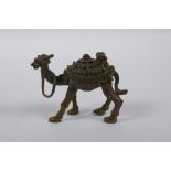 An oriental bronze camel, 7cm high