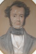 Charles A. Duval, portrait of a young man, signed and inscribed on old label verso, chalk drawing,