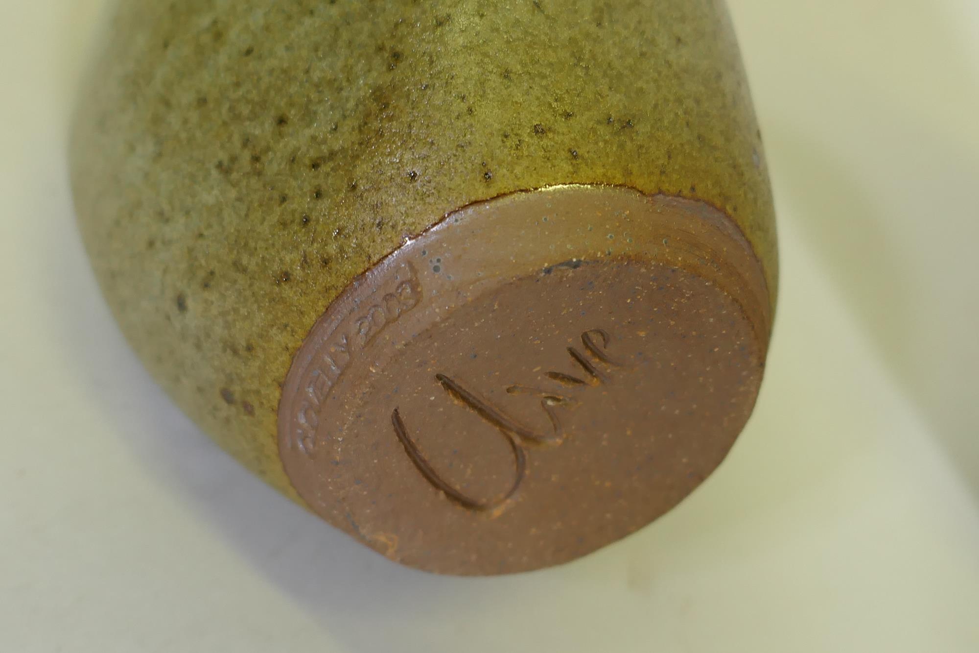 Clive Pearson for Clovelly Pottery, vase, 17cm high, a Bristol Pottery vase, a Lamorna Pottery vase, - Image 7 of 9