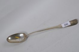 An C18th French silver basting spoon, 36cm long, 178g