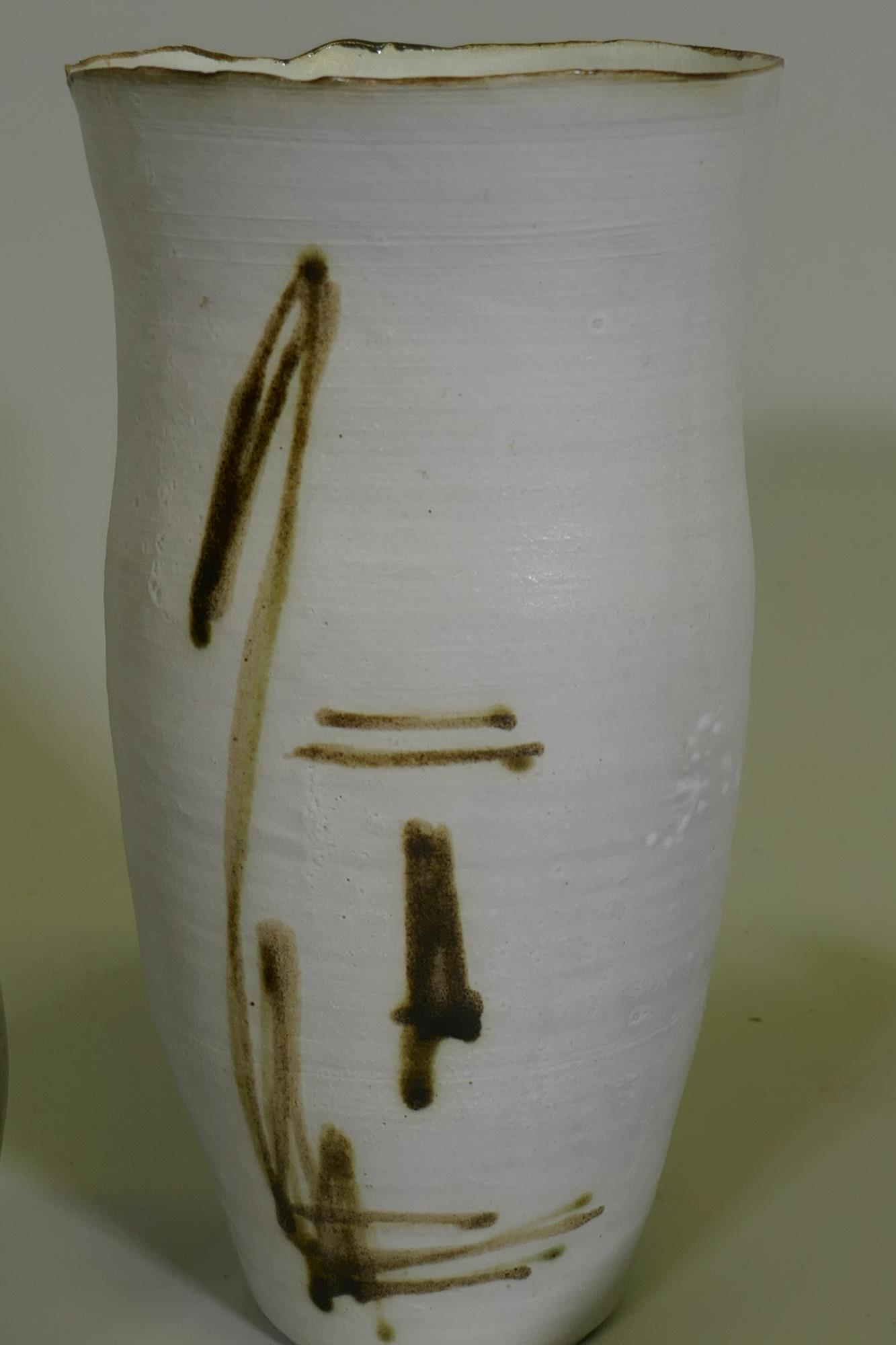 Clive Pearson for Clovelly Pottery, vase, 17cm high, a Bristol Pottery vase, a Lamorna Pottery vase, - Image 9 of 9