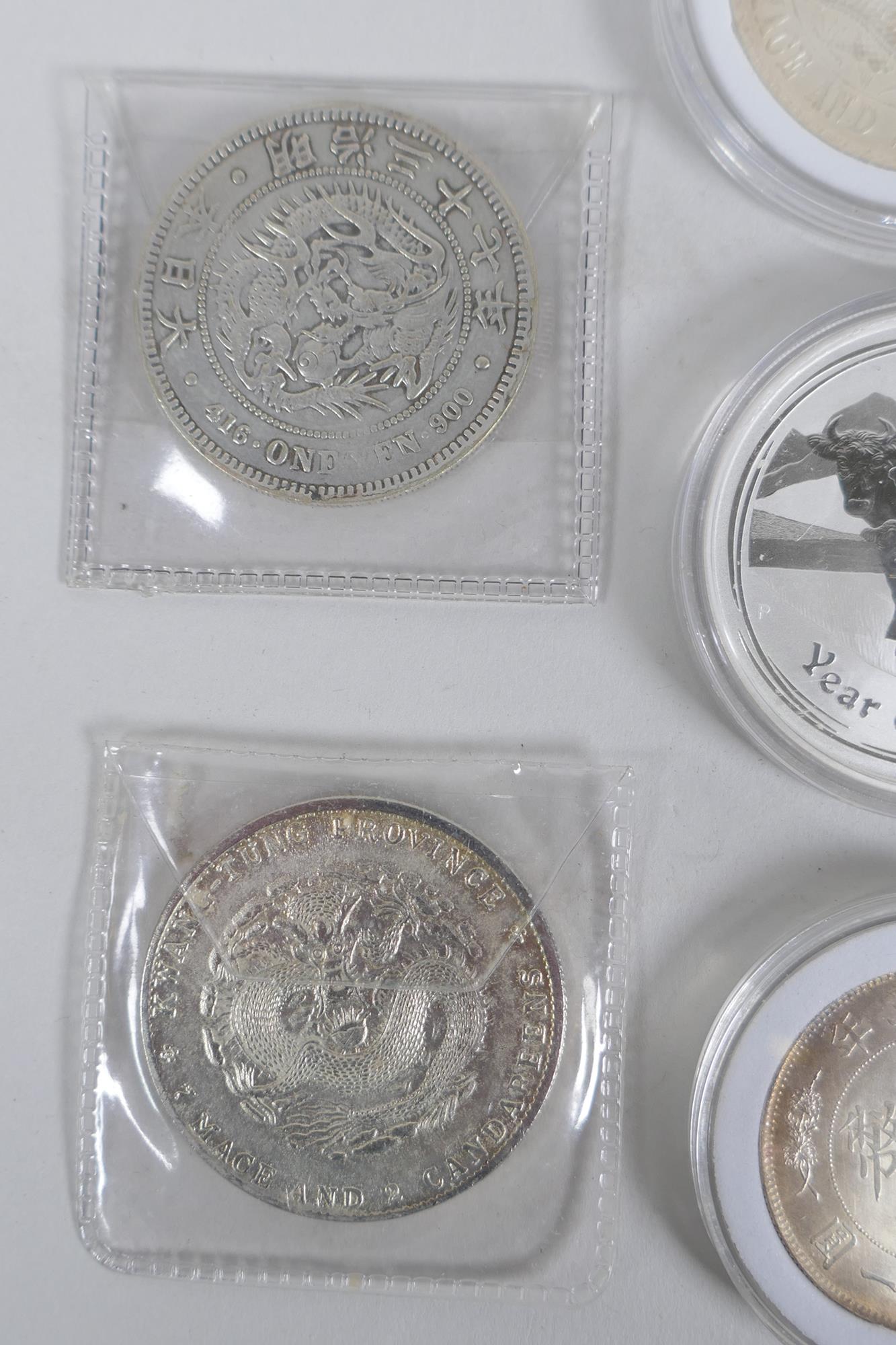 A quantity of Chinese facsimile (replica) white metal coinage, many coins in collector's cases - Image 5 of 5