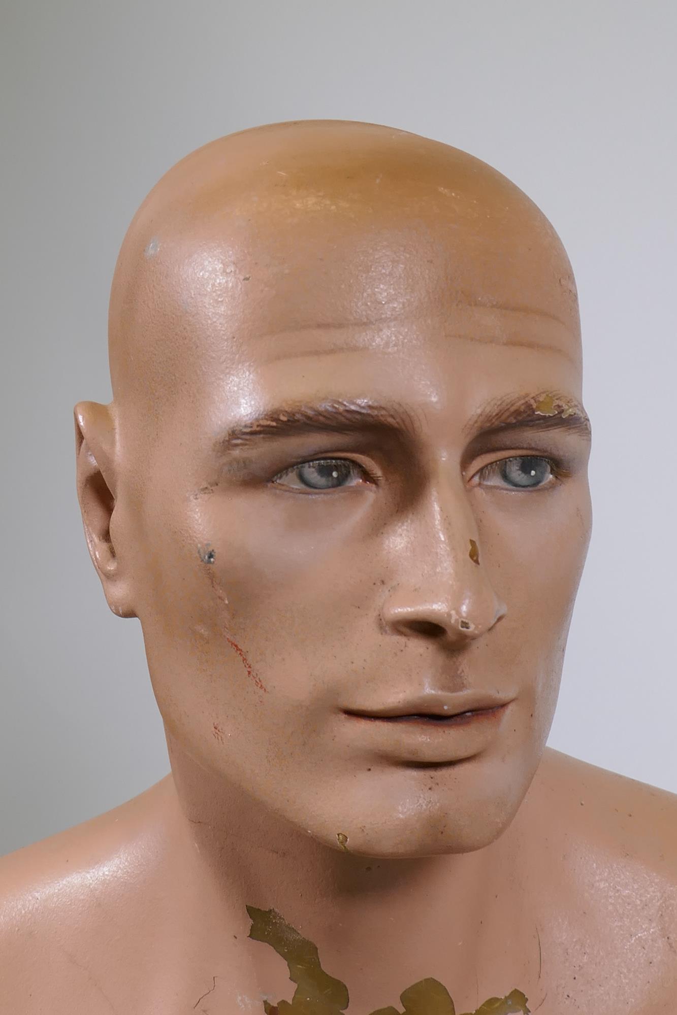 A Danish Hindsgaul fibreglass shop mannequin, male torso, 77cm high - Image 6 of 6