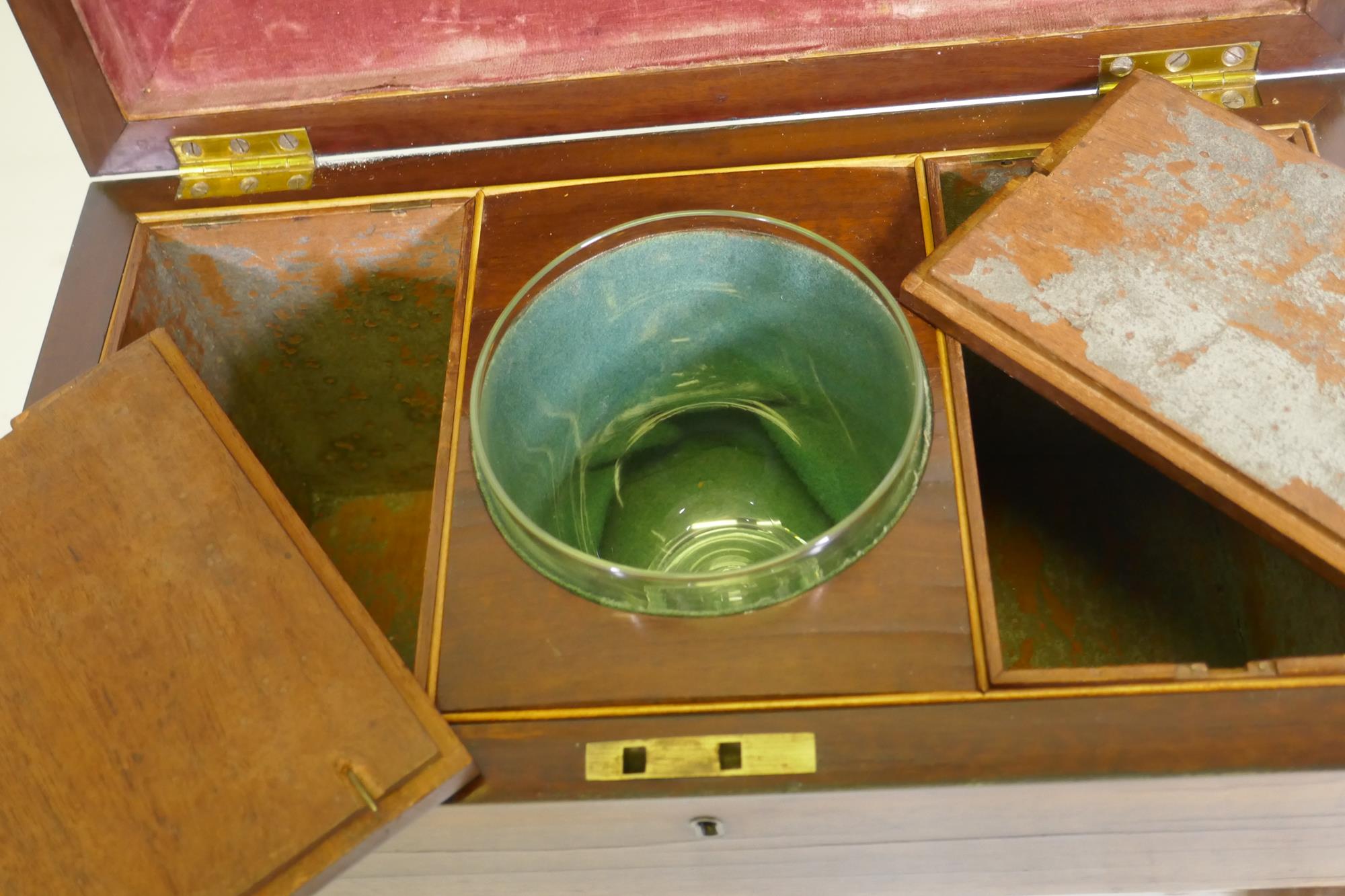 A good Regency mahogany two division tea caddy of sarcophagus shape, the interior with two lidded - Image 4 of 6