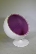 After Eero Aarnio, ball or globe child's chair, AF detached from base, 92cm high