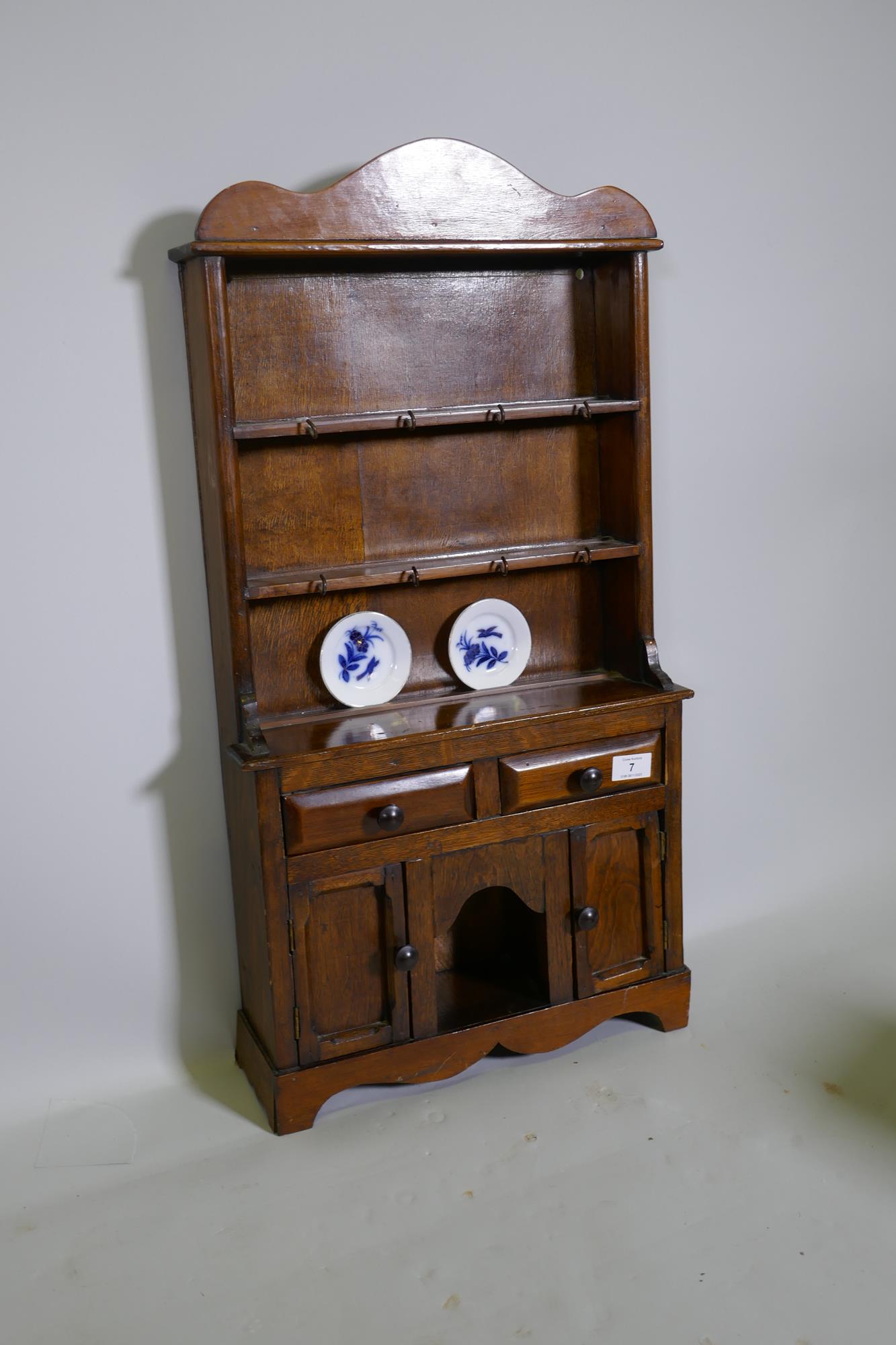 A mid century miniature model of an oak dresser, 40 x 12 x 76cm - Image 2 of 2