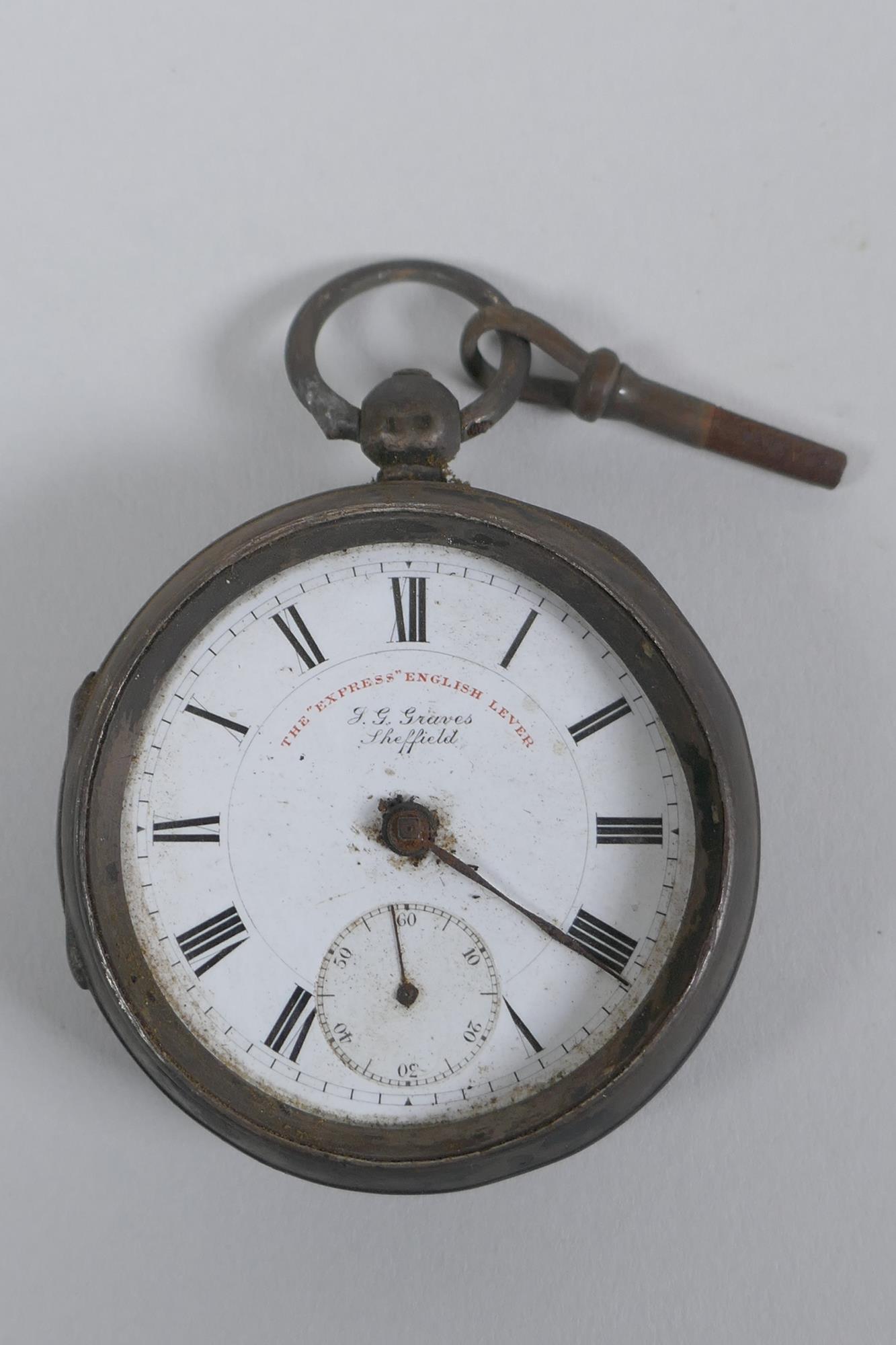 A 14ct gold cased open face pocket watch by J.G. Graves (John George) of Sheffield, the enamel - Image 6 of 9