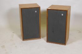 A pair of Danish teak cased Beovox 1200 20W Hi-Fi speakers, 50cm high, and a pair of Goodmans