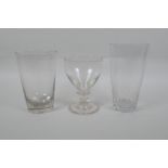 A C19th English lead glass rummer and two Victorian beer glasses, largest 16cm high