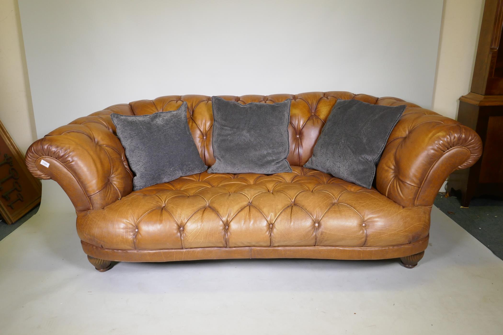 A Tetrad Oskar deep buttoned tan leather sofa, 200cm wide - Image 2 of 2