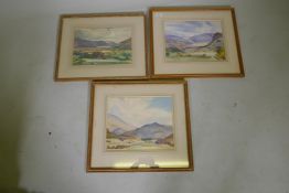 Lakeland landscape, signed indistinctly, and two others by the same hand, 37 x 28cm