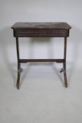 A Regency mahogany single drawer side table, with reeded edge top and all round moulded frieze,