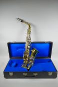 An East German 'Meister' brass saxophone, cased