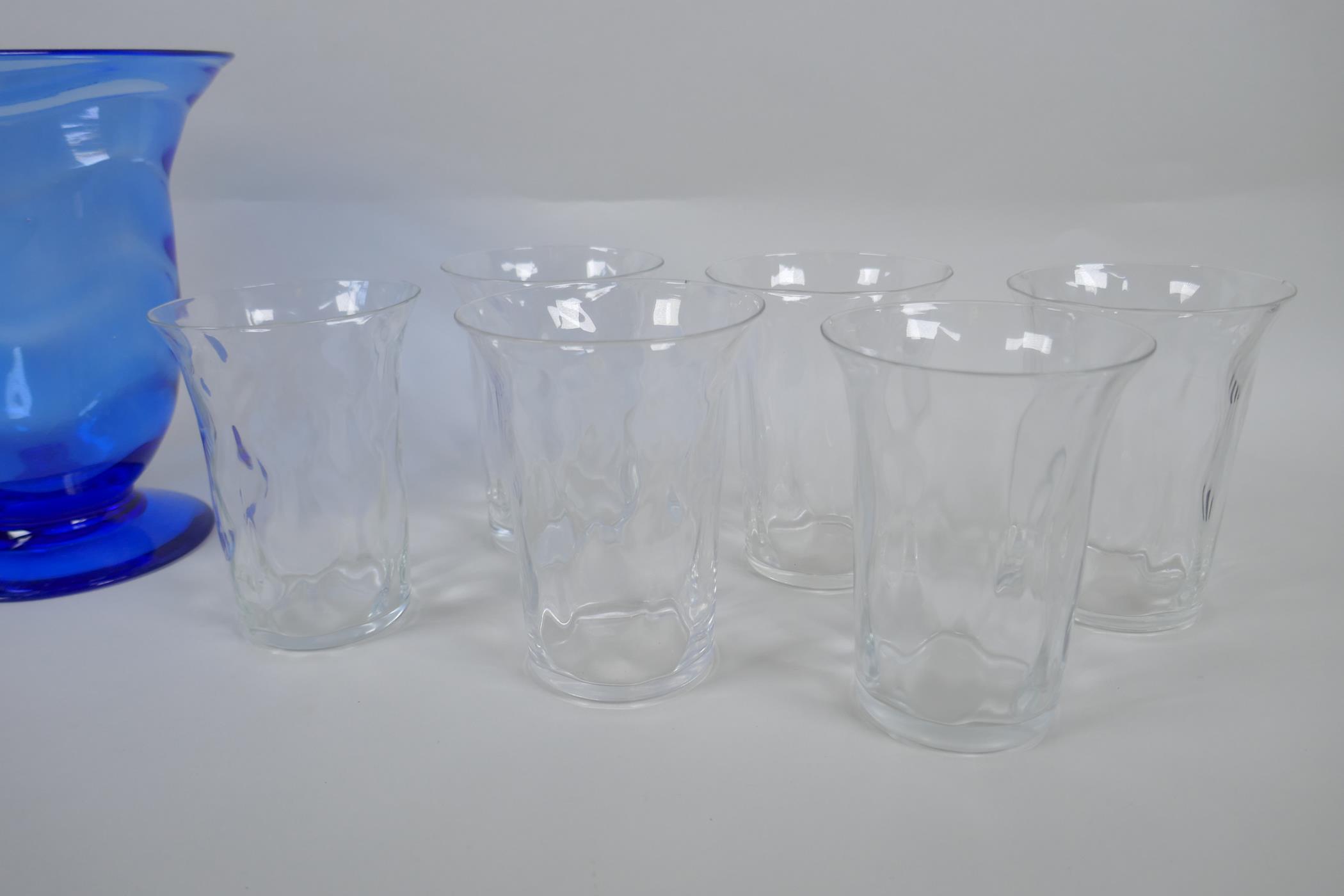 A Thomas Webb blue glass vase, six Thomas Webb glass tumblers and a Stuart Strathern ebony and - Image 2 of 7