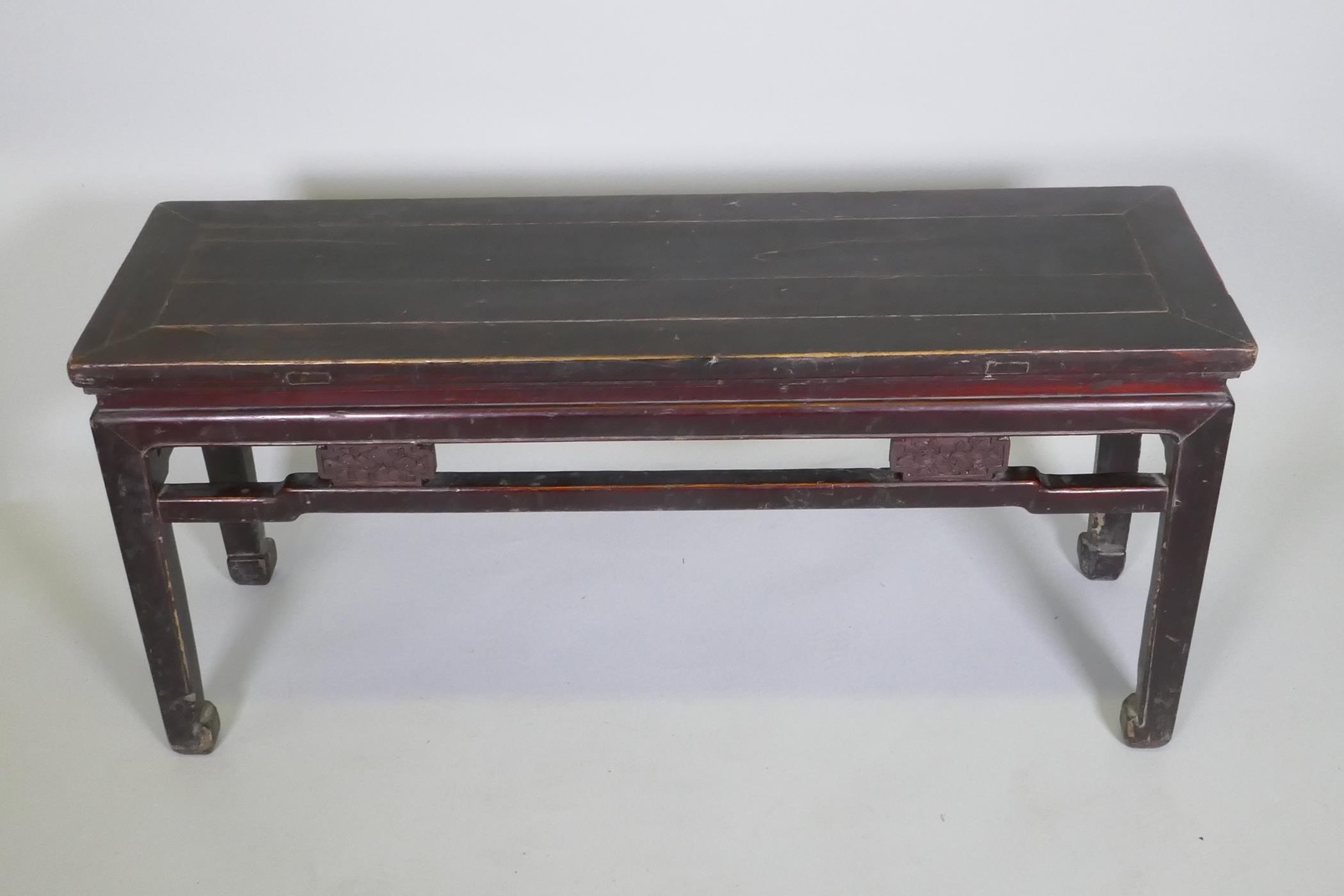 A Chinese hardwood low table, 109 x 34cm 50cm high - Image 2 of 3