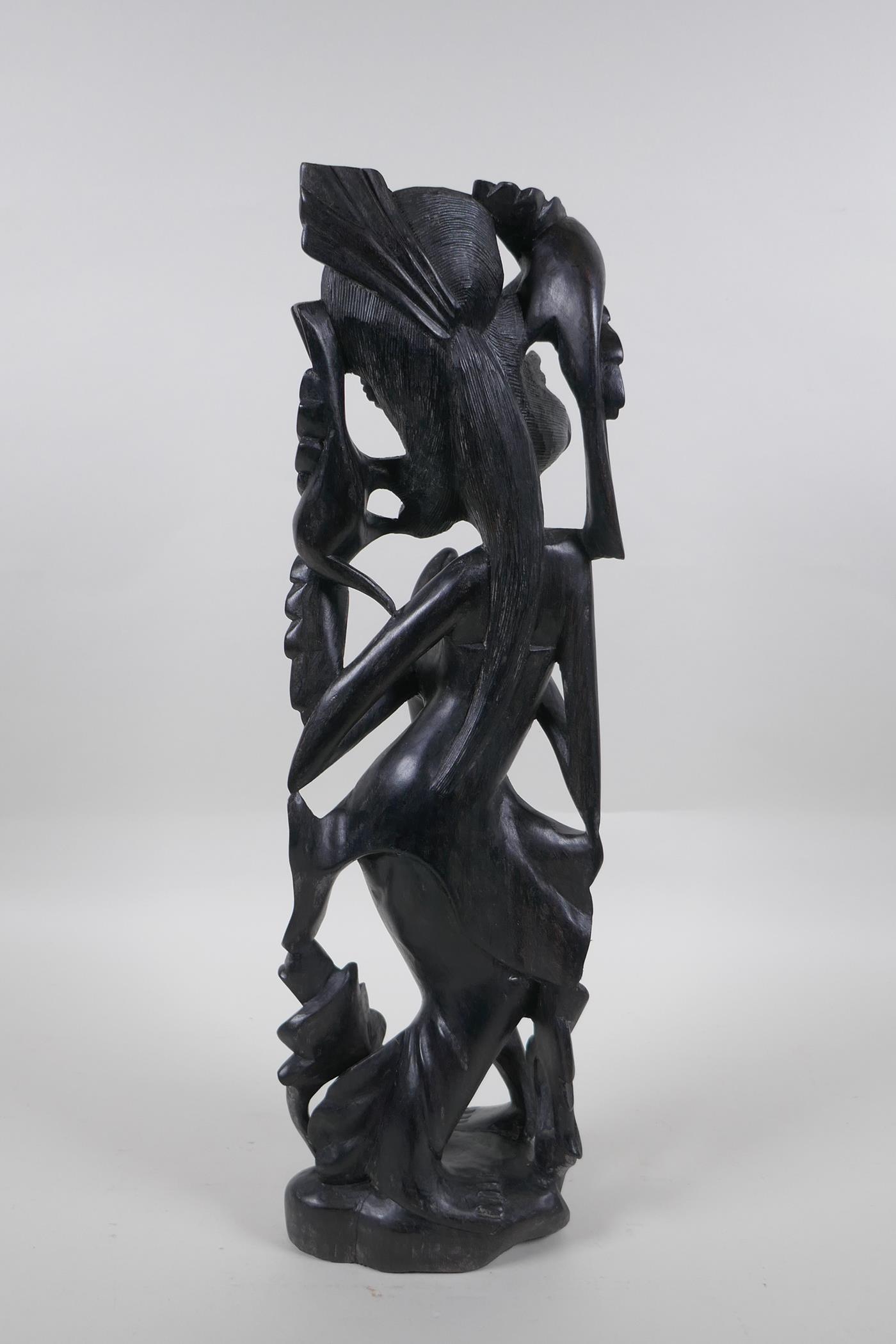 A Balinese carved hardwood figure of a dancer, 45cm high - Image 5 of 5