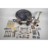 A quantity of silver plate to include tea sets, flat ware, lighters, cigarette cases, trays etc