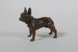 A cast bronze figure of a French bulldog, 7cm long