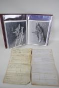 Two C19th Royal Navy Service certificates and a quantity of naval and aircraft photographs