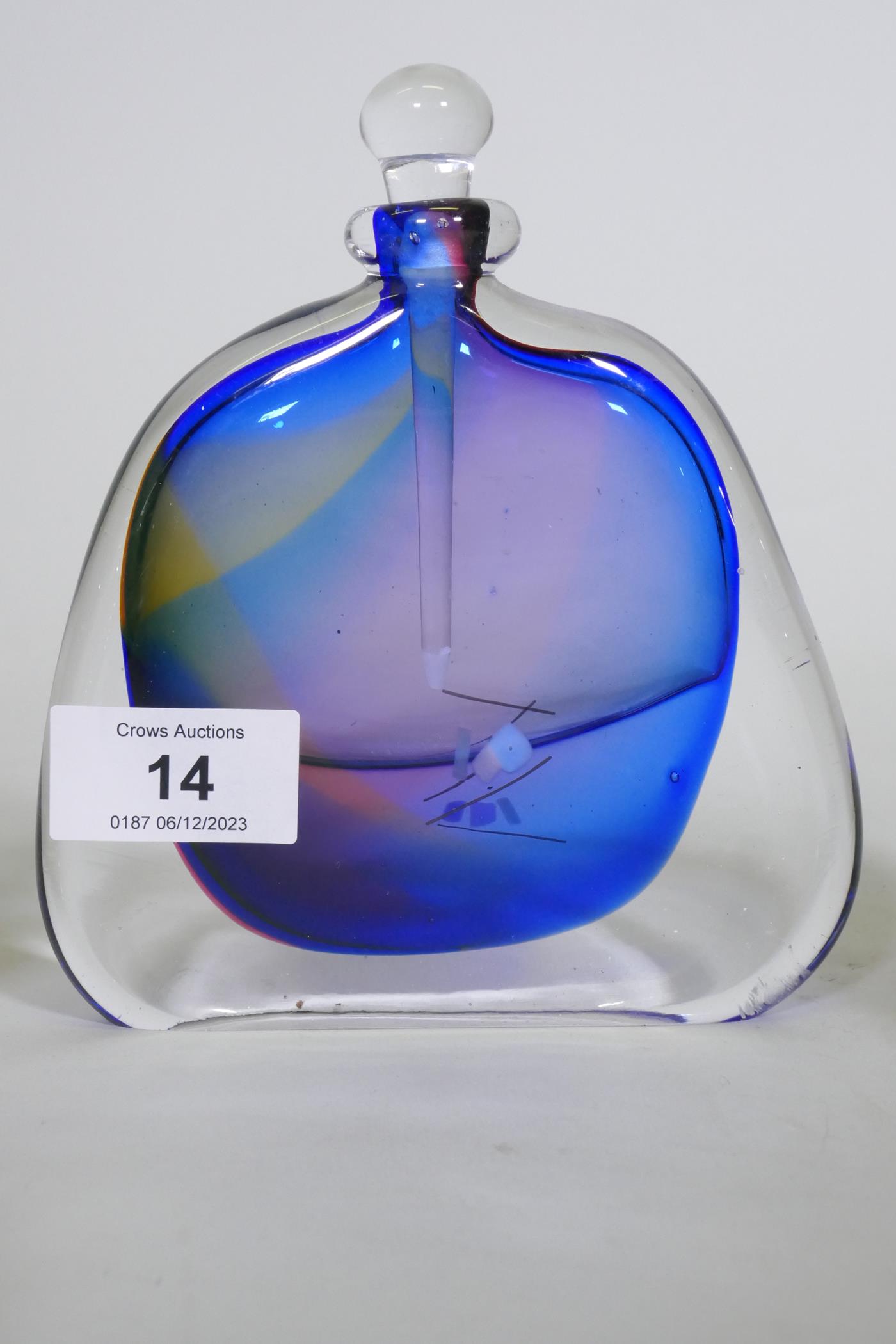 A collection of scent bottles, David Wallace, urn shaped bottle, squat blue bottle, Keith Bowlby (no - Image 4 of 5