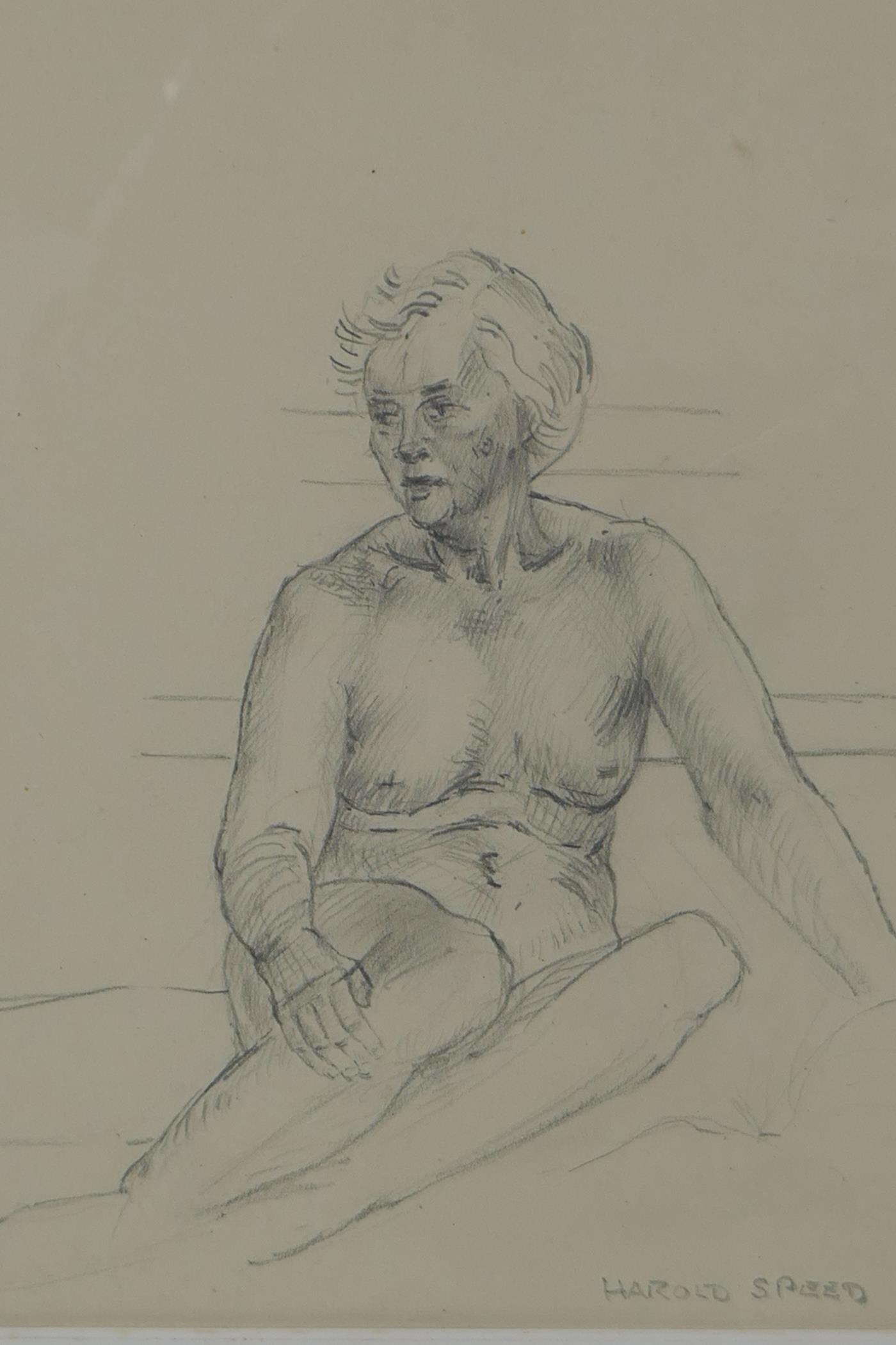 Harold Speed, portrait of a young lady, signed, coloured chalk drawing, and a female figure study by - Image 2 of 5