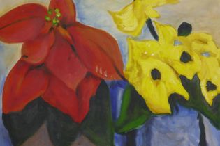 Still life, flowers, signed Julianna, oil on canvas, 51 x 51cm