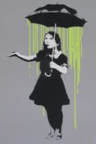 After Banksy, Nola (Yellow Rain), limited edition copy screen print No 43/500, by the West Country