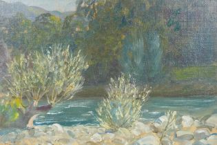 Maurice Codner, (British, 1888-1958), river scene, oil on canvas board, 40 x 30cm