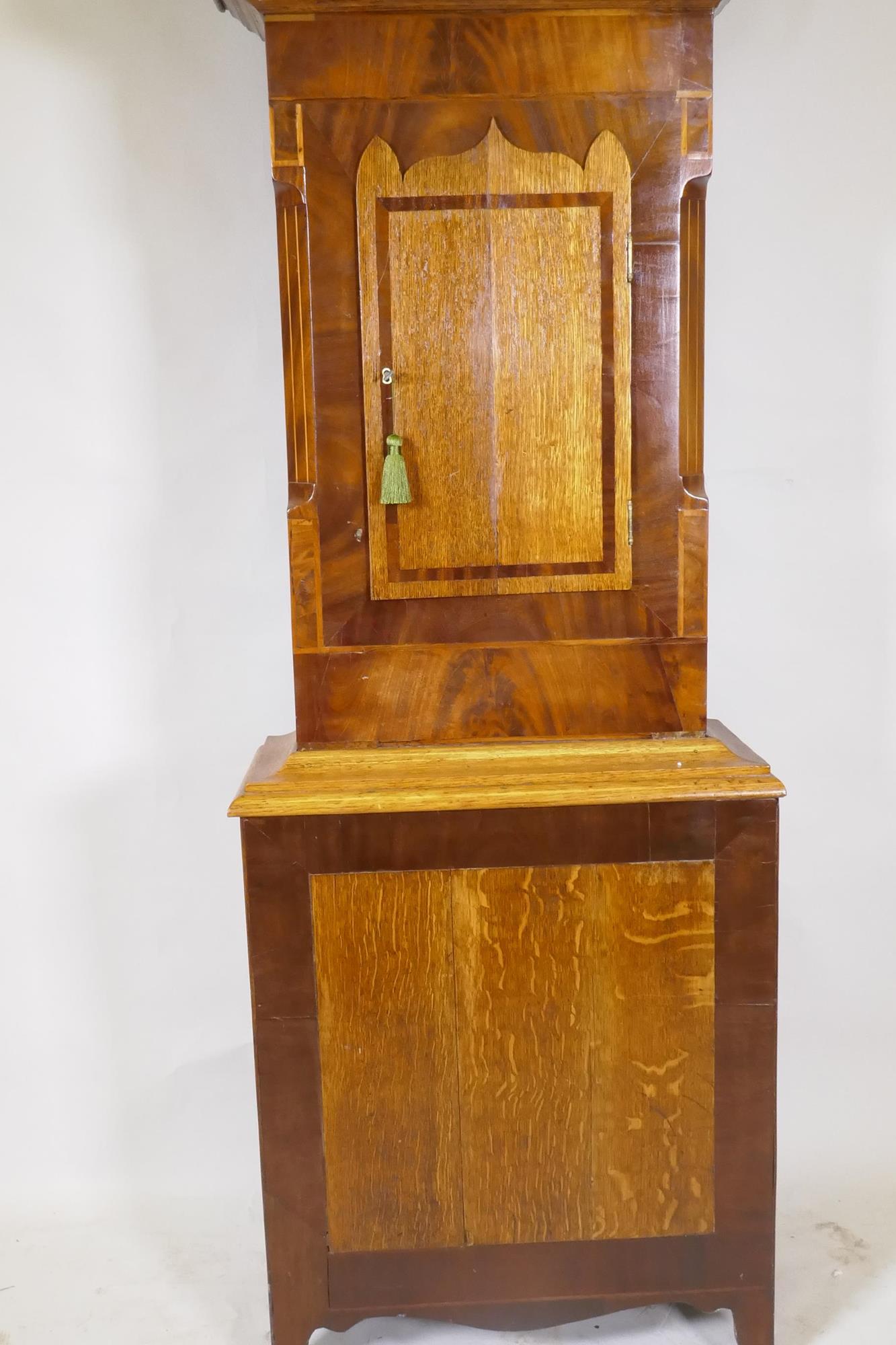 C19th oak and mahogany North Country long case clock, the painted dial with Roman numerals and - Image 2 of 10