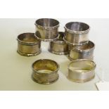 Five silver napkin rings, Birmingham 1983, and two others, 205g