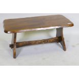 Elm refectory style coffee table with plank top, 92 x 50 x 40cm