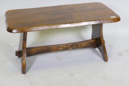 Elm refectory style coffee table with plank top, 92 x 50 x 40cm
