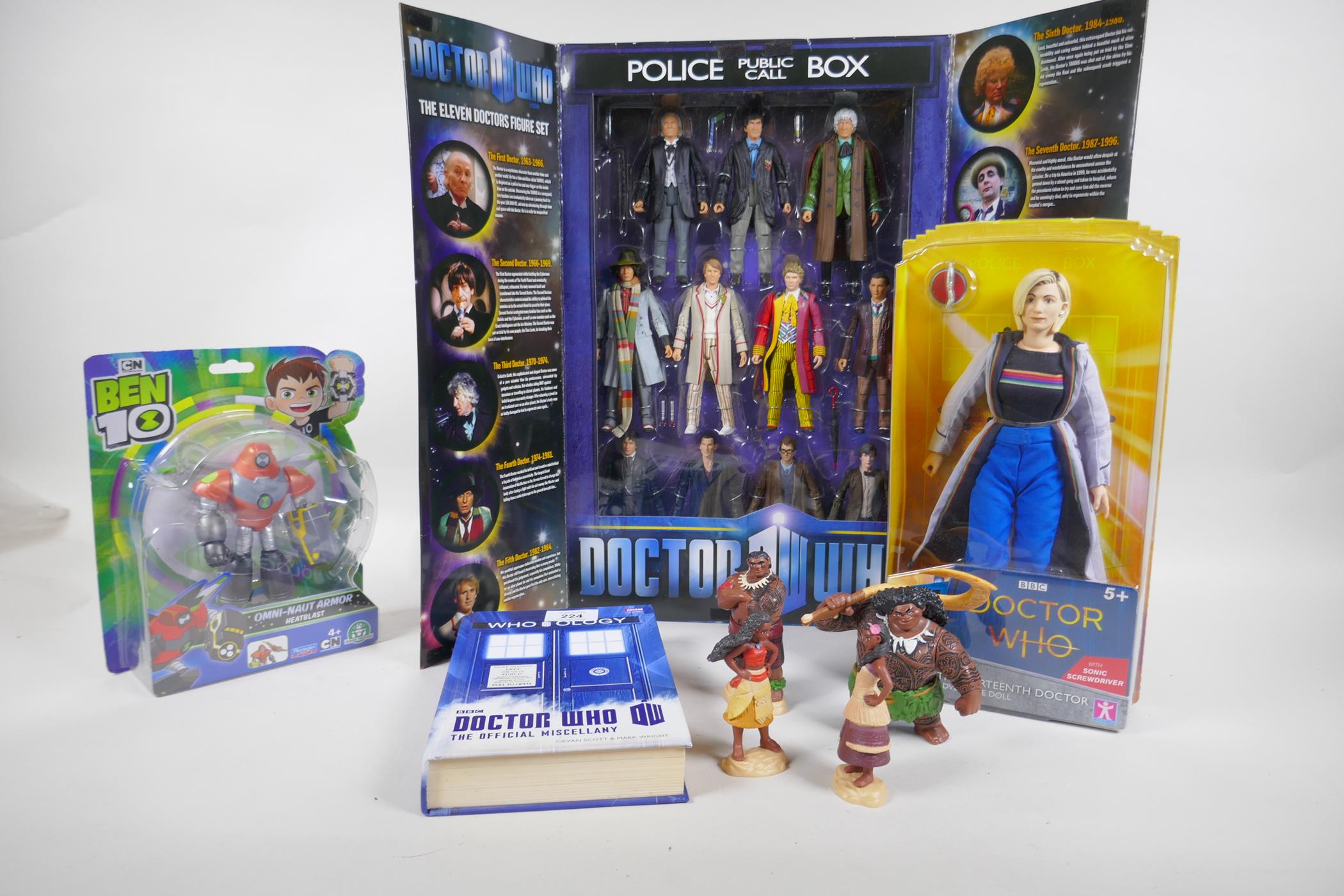 Dr Who Eleven Doctors figure set, Who-ology book, 13th Doctor adventure doll, Ben 10 omni-naut-