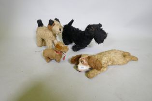 Antique stuffed toys, Angus terrier, terrier, possibly Chad Valley, push dog with rubber head and