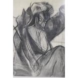 Charcoal study of a figure, unsigned, C20th, 58 x 83cm