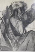 Charcoal study of a figure, unsigned, C20th, 58 x 83cm