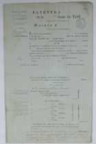 An early C19th French patent/tax form, 26 x 40cm