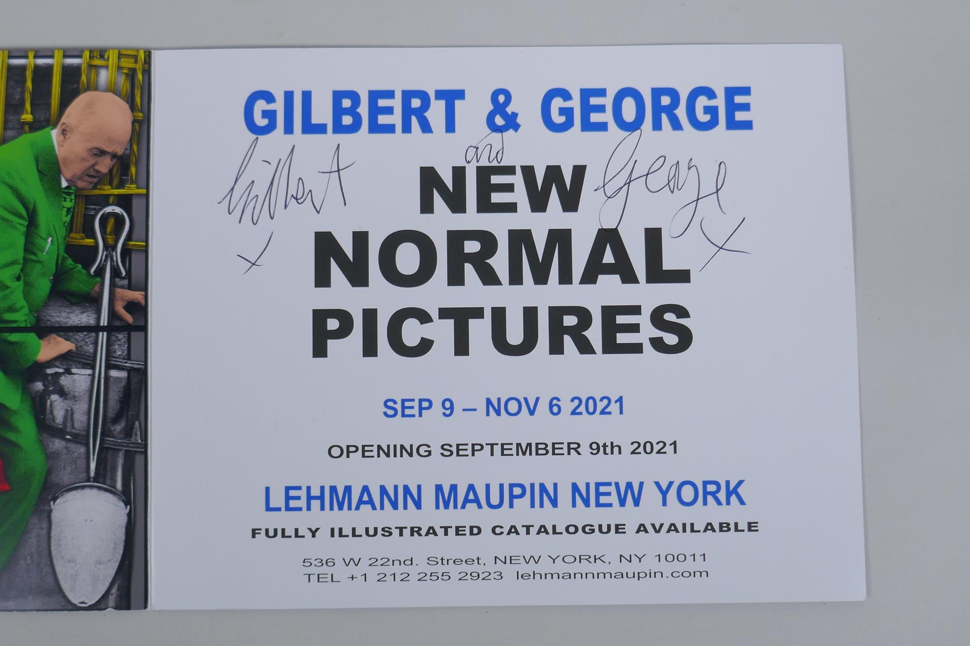 Gilbert & George, a signed postcard/flyer for the 2019 Harrow School exhibition, and a larger signed - Image 6 of 7