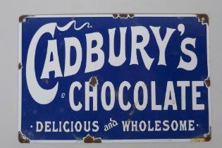 A vintage style Cadbury's Chocolate enamel advertising sign, 30 x 20cm