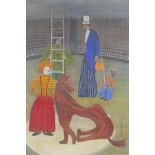 Violet Souhami, naive circus scene, oil on canvas, 40 x 55cm