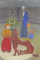 Violet Souhami, naive circus scene, oil on canvas, 40 x 55cm
