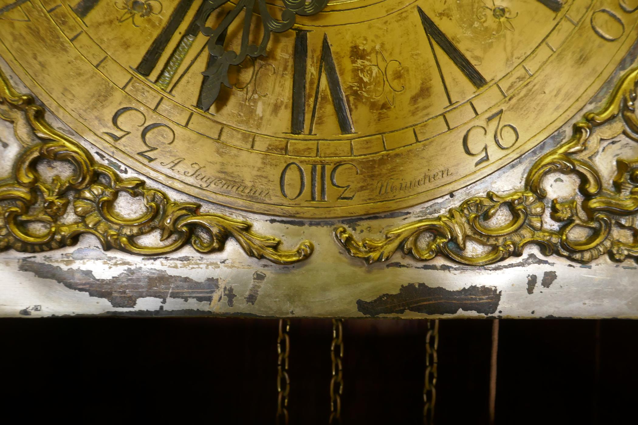 An early mahogany case longcase clock with glazed door and brass and silvered dial, the movement - Image 3 of 7