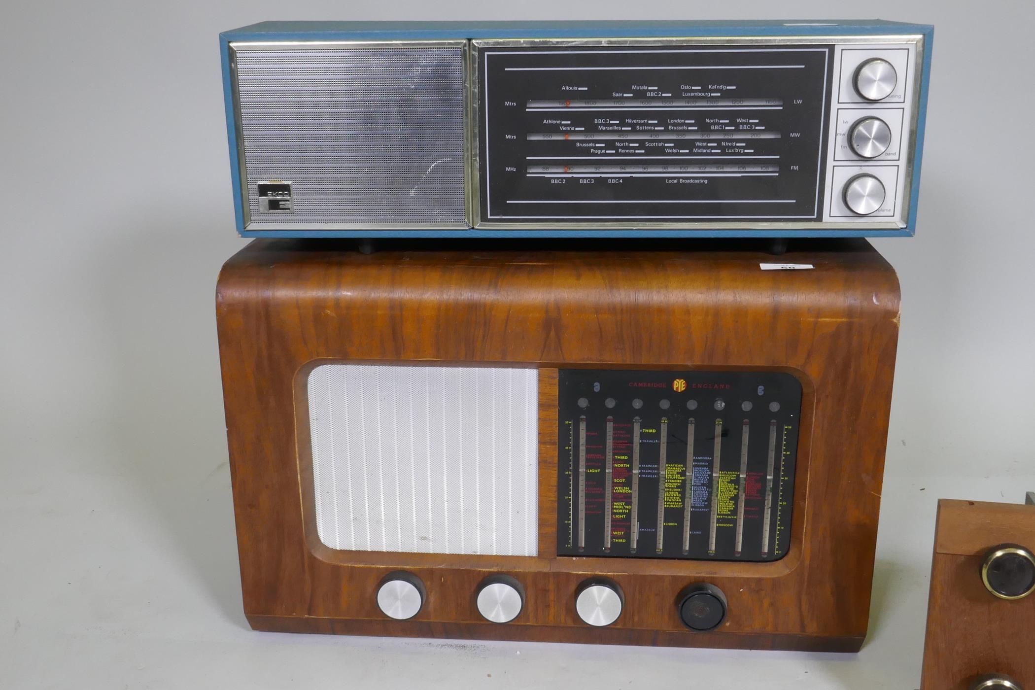 Ekco transistor radio, Pye Cambridge walnut cased radio, a handbuilt amp and tuner - Image 2 of 8